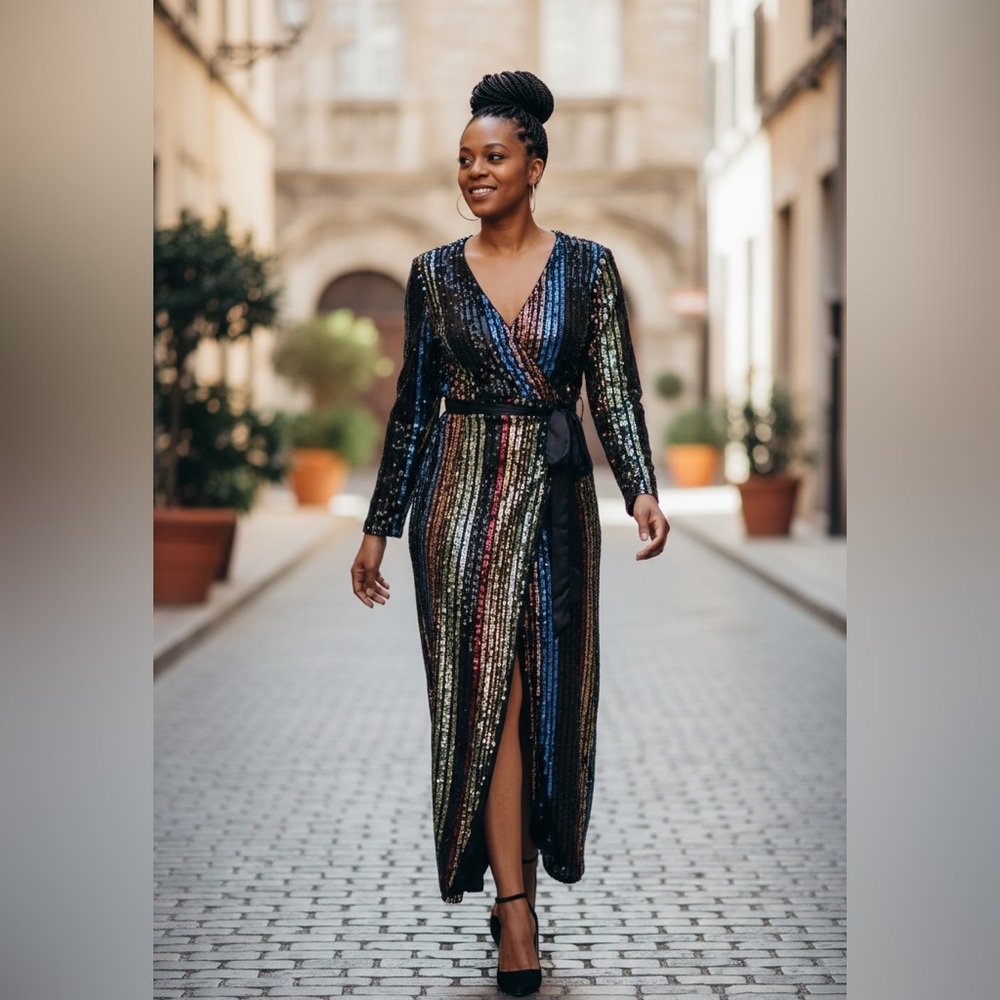 Stunning Shimmerin Wrap Dress